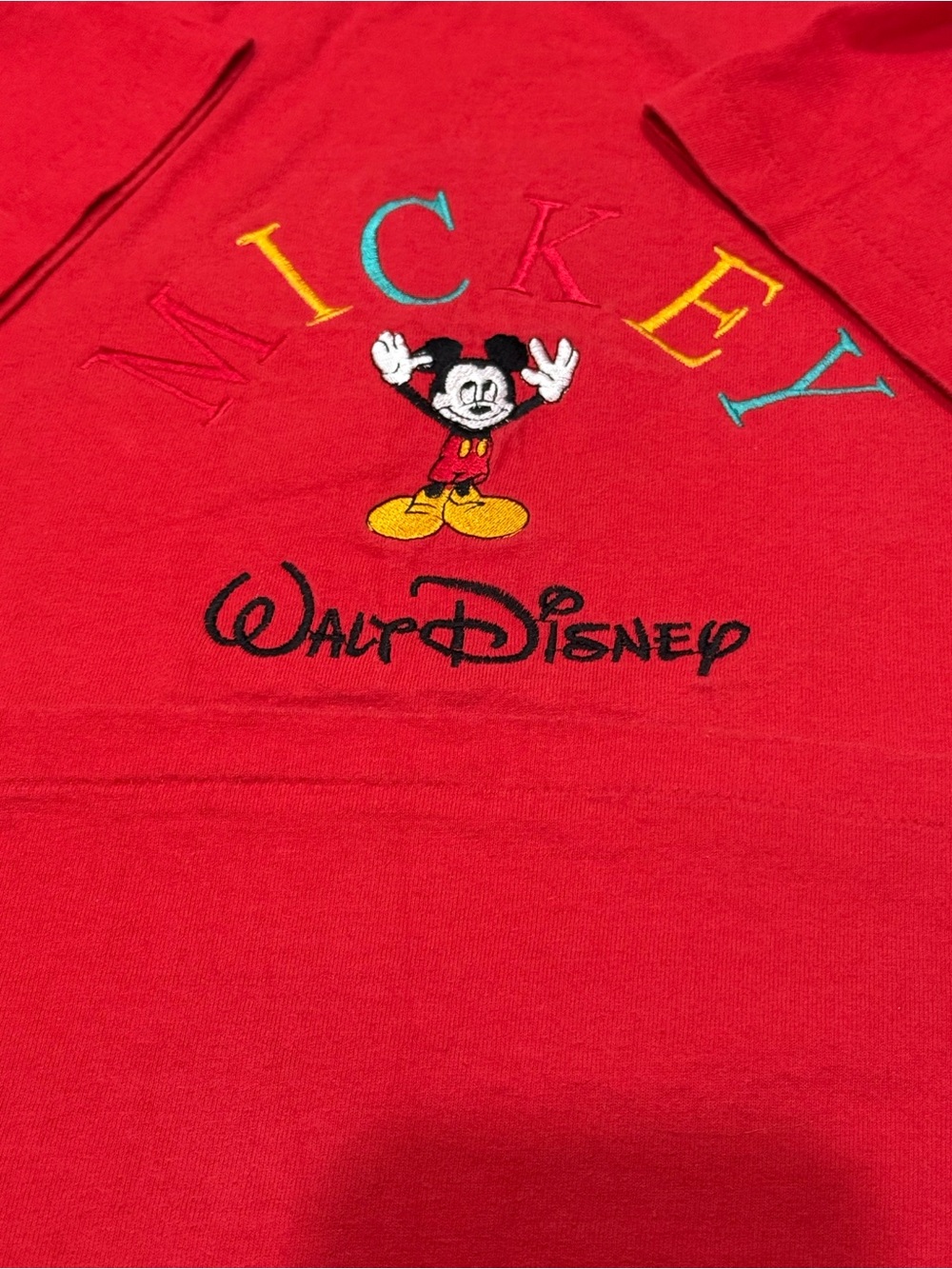 ⁠Disney Mickey & Co Vintage 1996 Embroidered T Shirt L Red 90s Single Stitch